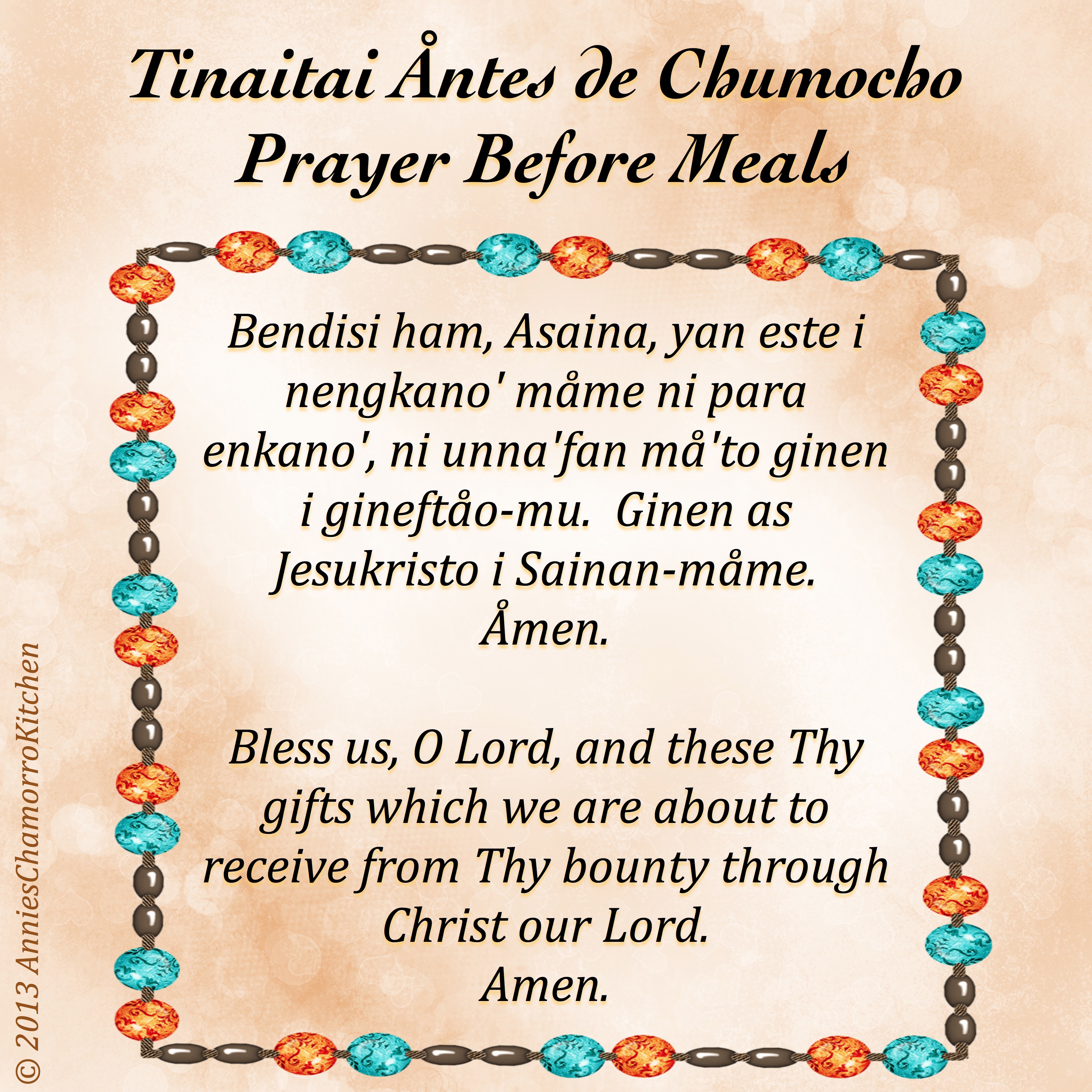 Prayer Before Meals ~ Tinaitai Åntes de Chumocho | Annie's Chamorro ...